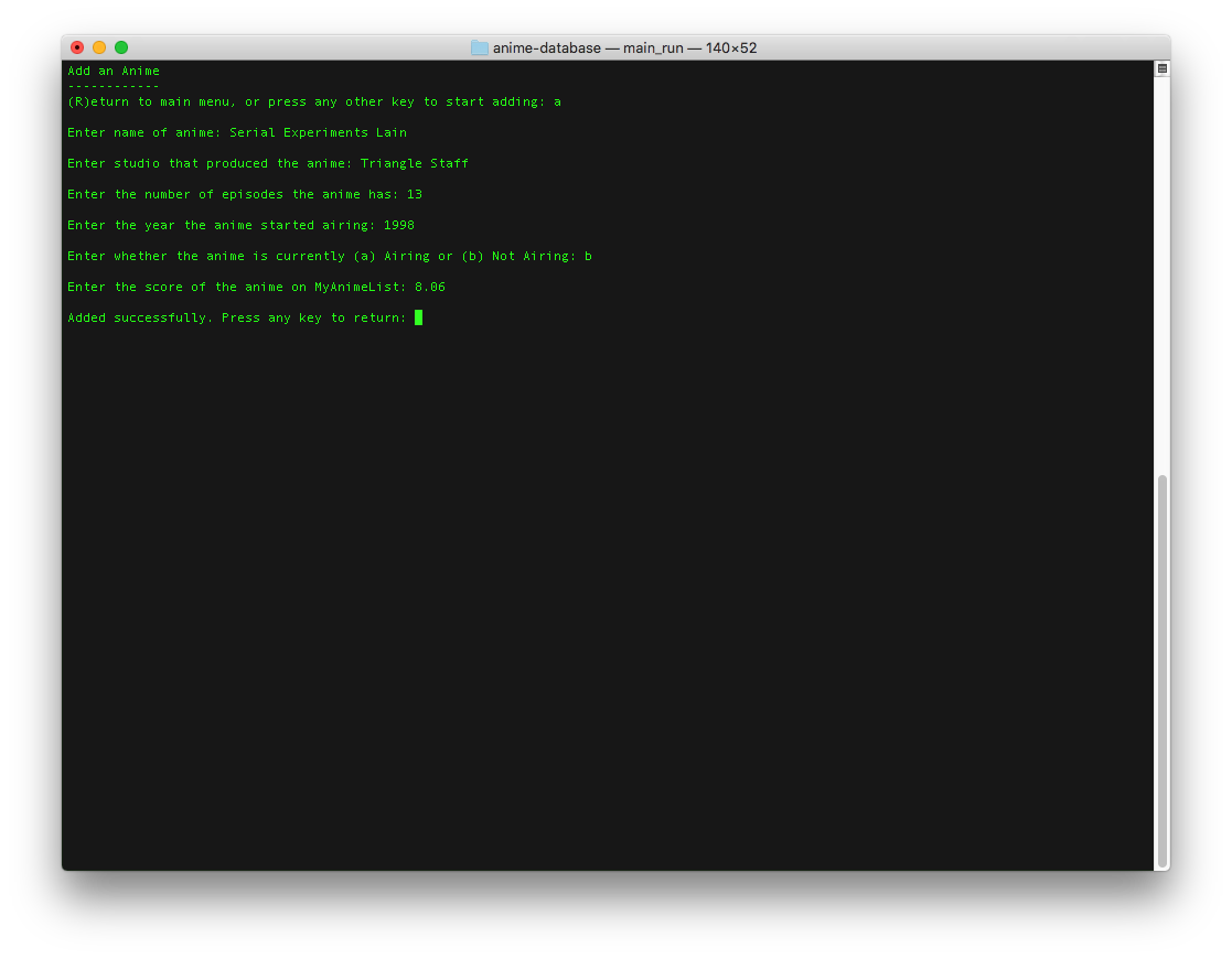 GitHub - jerrytqz/anime-database: Database for anime